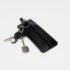 Ключница на молнии TEXTURA, длина 17 см, кольцо, цвет чёрный - Фото 4