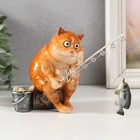 Сувенир полистоун лак "Рыжий кот на рыбалке" 12,5х10х18 см - фото 11294988