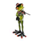 Сувенир полистоун лак "Лягушонок с ружьём" 17,5х5,3х13 см - фото 23010584