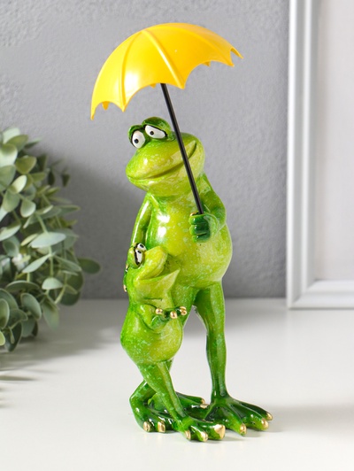 Фигурка полистоун лак «Лягуха с сыном под зонтом», 22.5×9×11 см