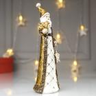 Сувенир полистоун "Дед Мороз в золотой шубе, с птичкой и звездой" 22х6,5х7 см - фото 24724469