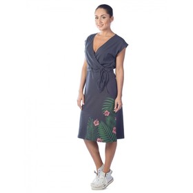 Платье женское «Тропические цветы», размер 52, цвет серый
