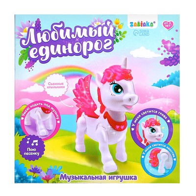Музыкальная игрушка ZABIAKA «Любимый единорог» ходит, звуковые эффекты, МИКС