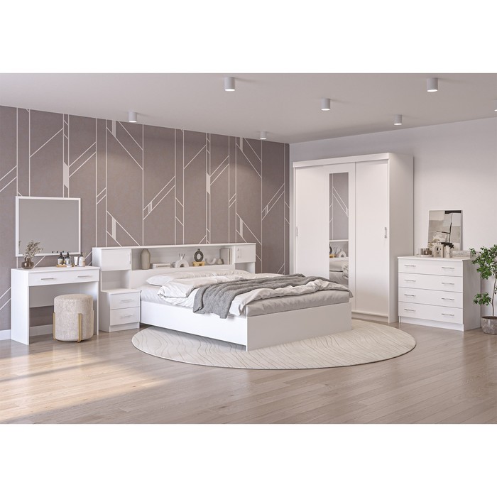 Спальный гарнитур «Клик Мебель. Бася», комплект 7 предметов, цвет белый - Фото 1