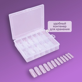 Верхние формы для наращивания в контейнере, C-изгиб, 120 шт., прозрачные