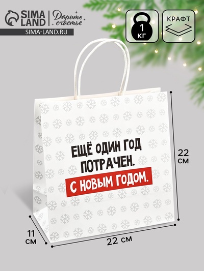 Пакет подарочный новогодний «Ещё один год», 22×22×11 см