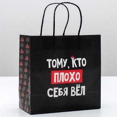 Пакет подарочный новогодний «Кто плохо себя вёл», 22×22×11 см