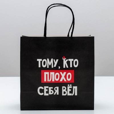Пакет подарочный новогодний «Кто плохо себя вёл», 22×22×11 см