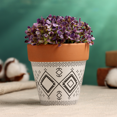 Горшок «Трапеция» терракот с узором, 0.25 л, МИКС