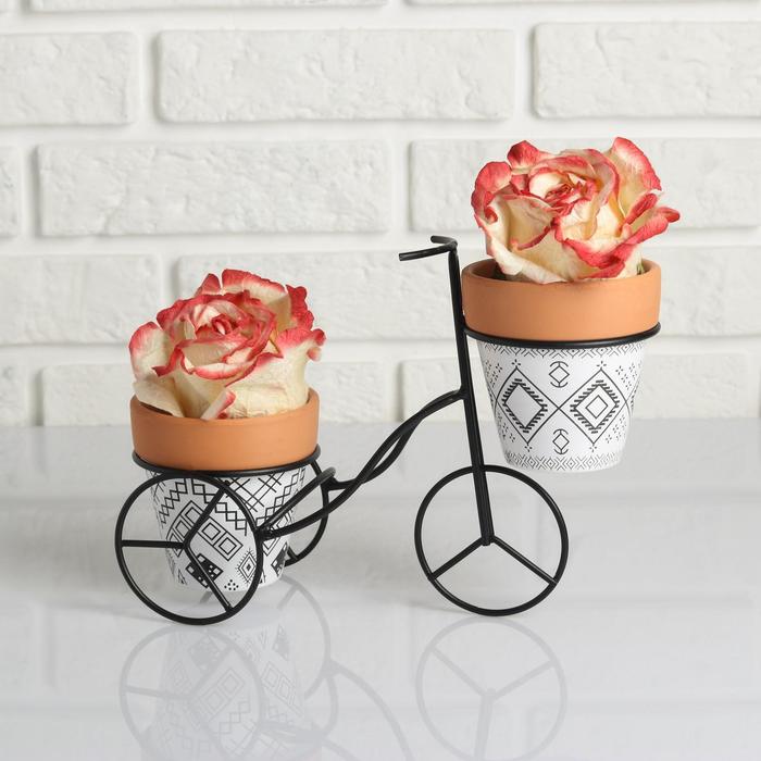Набор горшков "Велосипед" на подставке, 9*10см - Фото 1