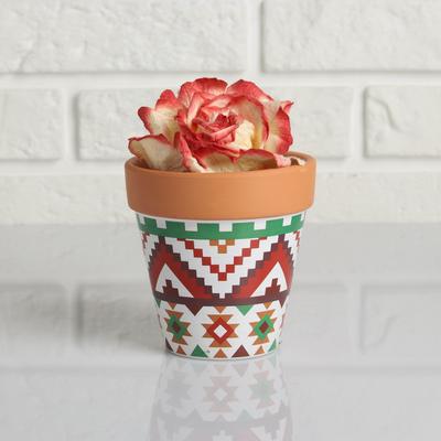 Горшок "Трапеция" терракот с узором, 10*10,5см микс