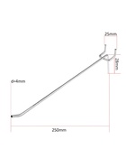 Крючок одинарный для металлической перфорированной панели, d=4 мм, L=25 см, шаг 25 мм - Фото 2