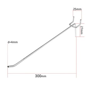 Крючок одинарный для металлической перфорированной панели, L=30, d=4, шаг 25