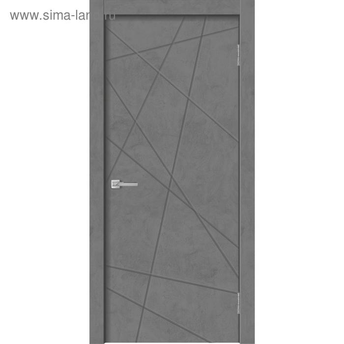 Дверное полотно GEOMETRY-1, 600 × 2000 мм, глухое, цвет бетон графит - Фото 1