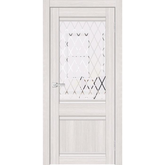 Дверное полотно «Альфа 3», 600 × 2000 мм, остеклённое, ПВХ, цвет сандал светлый - Фото 1
