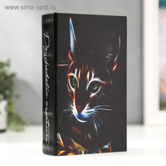 Сейф-книга дерево кожзам "Кошка в лучах лазера" 21х13х5 см - Фото 1