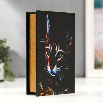 Шкатулка книга - сейф «Кошка в лучах лазера», с замком, дерево, искусственная кожа, 21×13×5 см