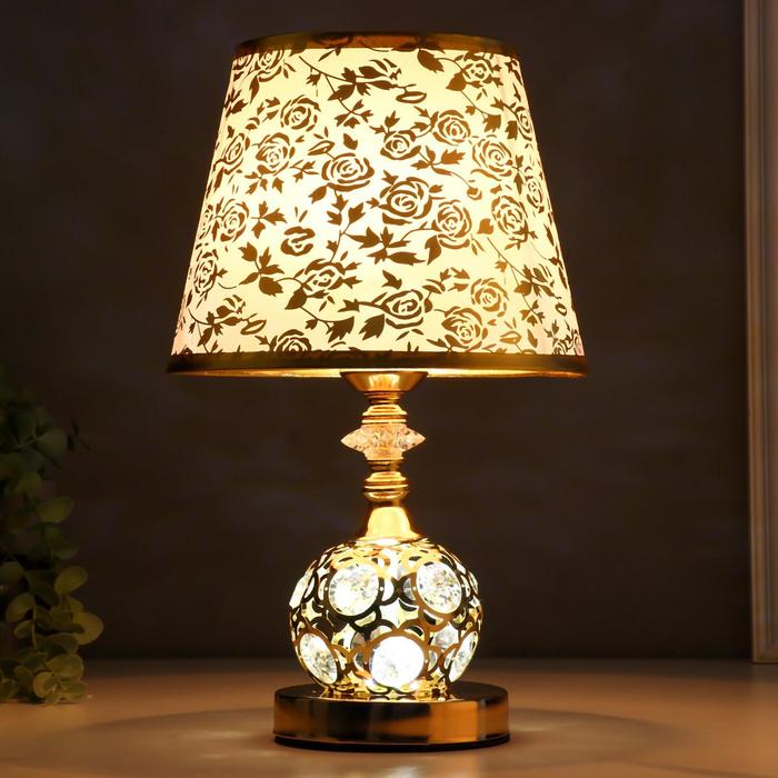 Лампа настольная с подсветкой LED  58081/1 E27 40Вт золото 20,5х20,5х35,5см RISALUX - фото 1926095411