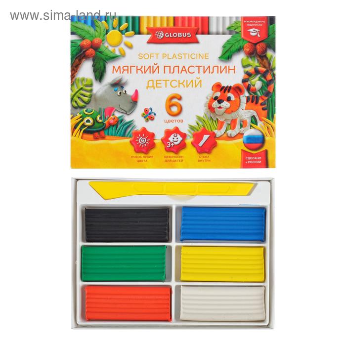 Пластилин GLOBUS «Детский», 6 цветов, 90 г, мягкий - Фото 1