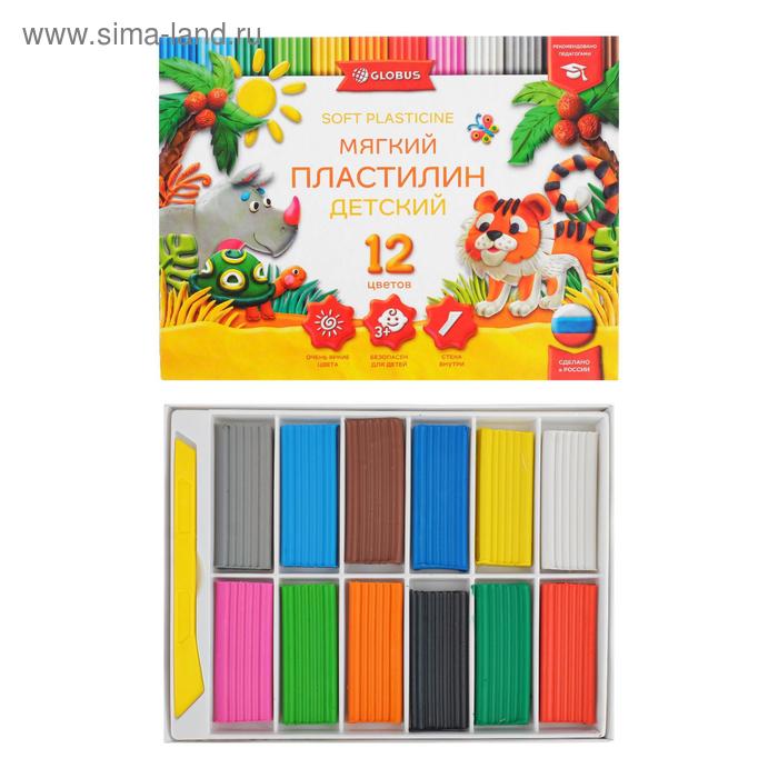 Пластилин GLOBUS «Детский», 12 цветов, 180 г, мягкий - Фото 1