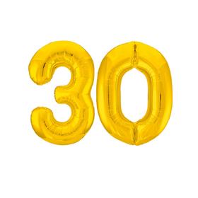 Шар фольгированный 40" «30», цвет золотой