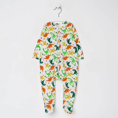 Комбинезон детский, цвет белый/динозавры, рост 68 см
