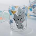 Набор детской посуды Доляна «Шарик», 3 предмета: кружка 200 мл, миска 450 мл, тарелка d=20 см, стекло, прозрачный, синий - Фото 2