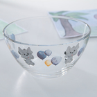 Набор детской посуды Доляна «Шарик», 3 предмета: кружка 200 мл, миска 450 мл, тарелка d=20 см, стекло, прозрачный, синий - Фото 3