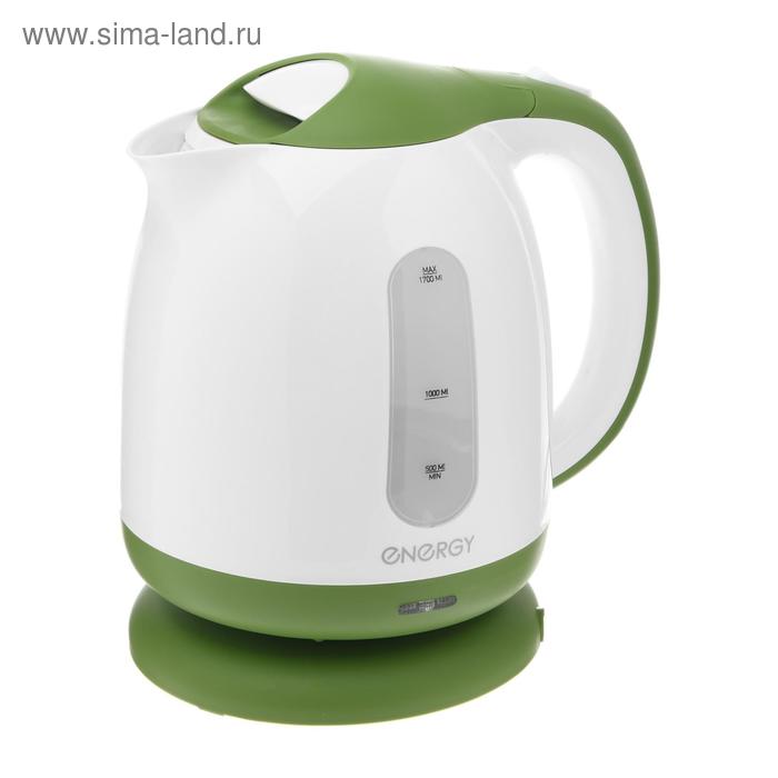 Чайник электрический ENERGY E-293, пластик, 1.7 л, 2200 Вт, бело-зеленый - Фото 1