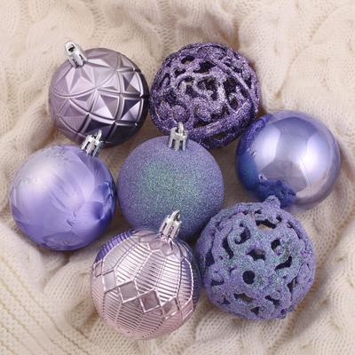 Ёлочные игрушки «Кэра», шары новогодние, d=6 см, набор 16 шт., сиреневый