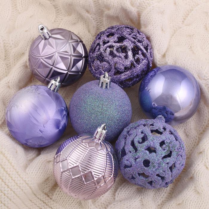 Ёлочные игрушки «Кэра», шары новогодние, d=6 см, набор 16 шт., сиреневый - Фото 1