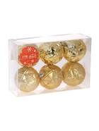 Ёлочные игрушки «Мидас - грани», шары новогодние, d=6 см, набор 6 шт., золото - Фото 5