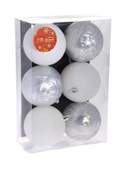 Ёлочные игрушки «Морозные узоры», шары новогодние, d=8 см, набор 6 шт., серебристо-белый - Фото 5
