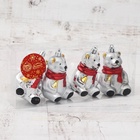 Ёлочная игрушка 4 шт. «Мишка в шарфике» 5.5×8 см, серебро - Фото 3