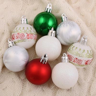 Ёлочные игрушки «Нембус», шары новогодние, набор 25 шт., d=4 см, белый/красный/зелёный