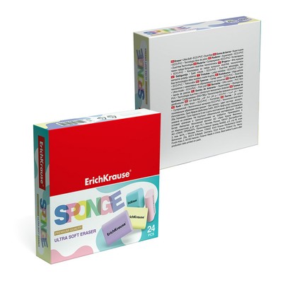 Ластик ErichKrause Sponge 37×33×15 мм, микс, цена 1 шт.