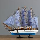 Корабль "Чесма" трехмачтовый сине-белые папруса, 34*7*32см - фото 2908866