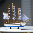 Корабль "Чесма" трехмачтовый сине-белые папруса, 34*7*32см - Фото 8