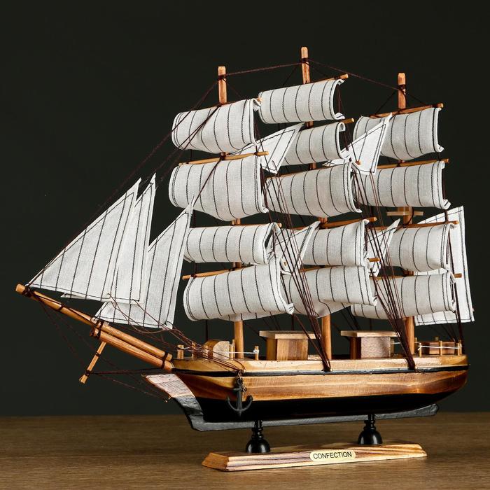 Корабль "Кариста" трехмачтовый с белыми парусами, 40*5,5*33см - фото 1896845833