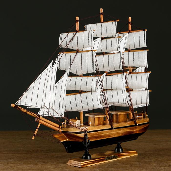 Корабль "Кариста" трехмачтовый с белыми парусами, 40*5,5*33см - фото 1896845834