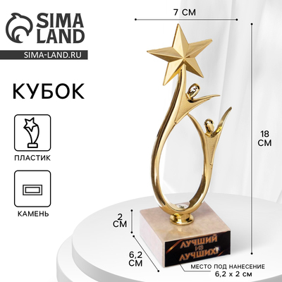 Кубок «Лучший из лучших», наградная фигура, золото, 18 х 5,5 см, пластик