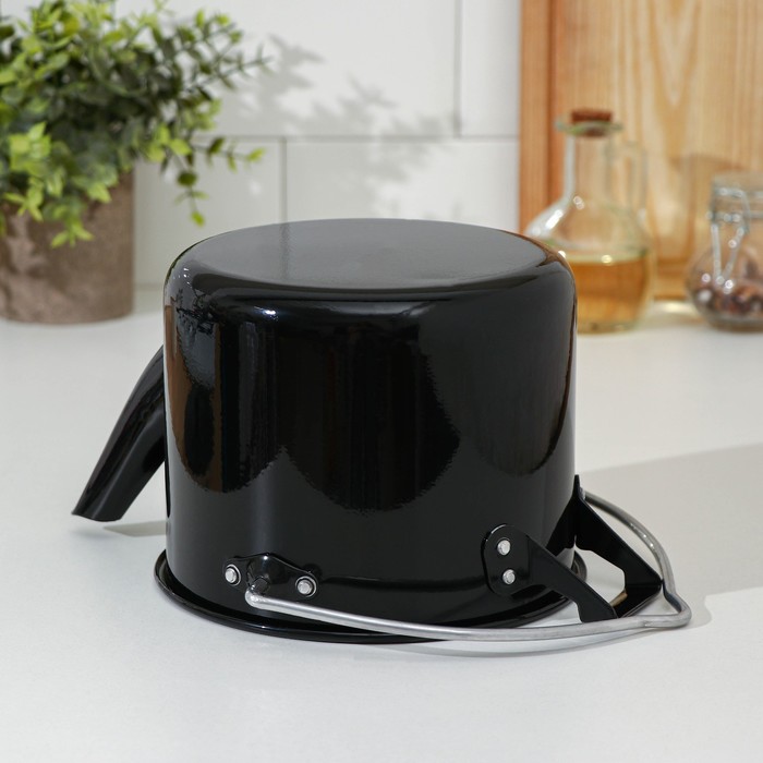 Чайник-котелок с декоративным покрытием, 2,5 л, цвет чёрный - фото 1880592050