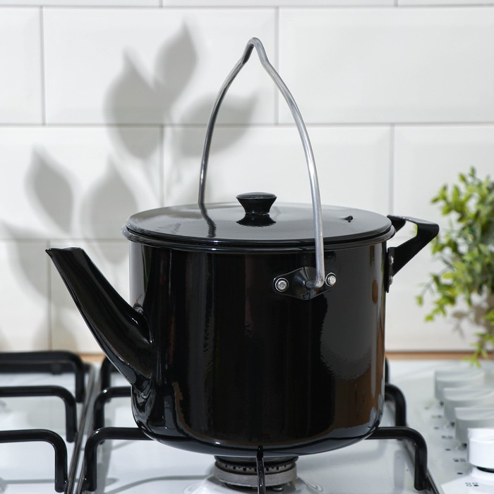 Чайник-котелок с декоративным покрытием, 2,5 л, цвет чёрный - фото 1905668921