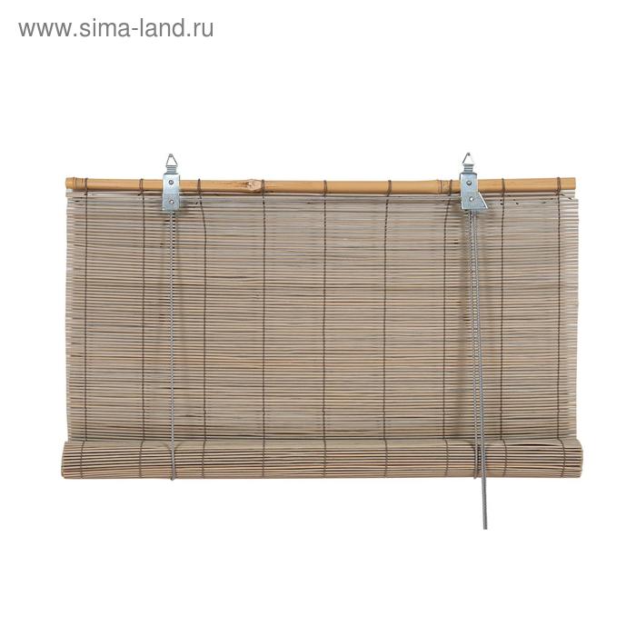 Бамбуковая рулонная штора, 120х160 см, цвет серый - Фото 1