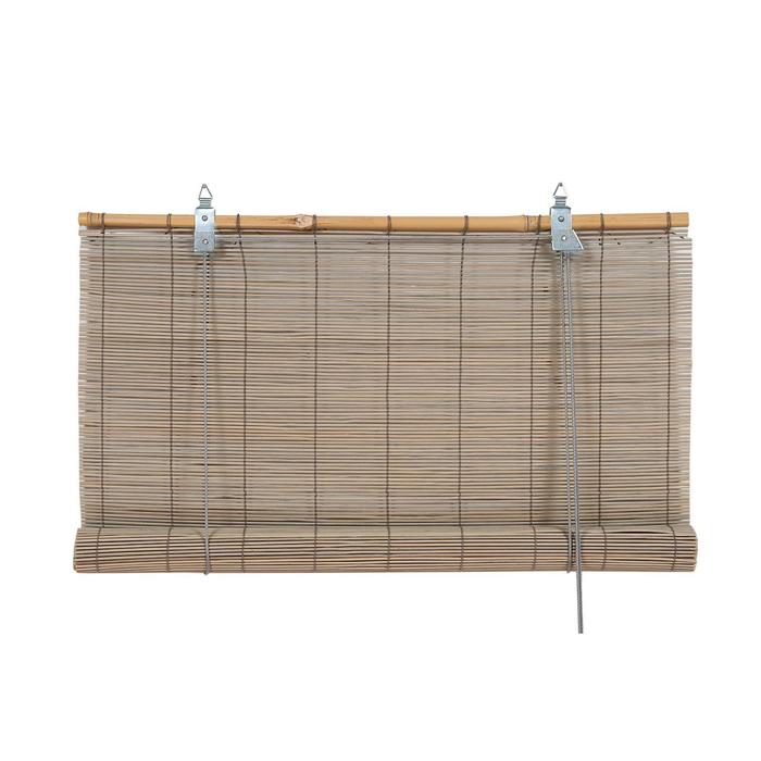 Бамбуковая рулонная штора, 160х160 см, цвет серый - Фото 1