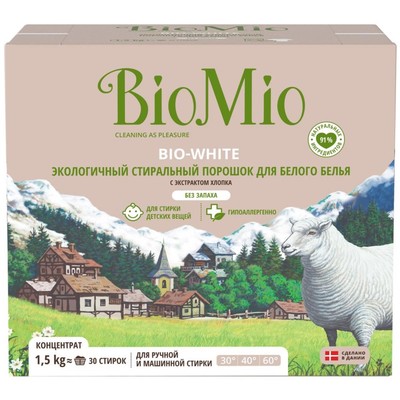 Стиральный порошок для белого белья BioMio BIO-WHITE, 1.5 кг