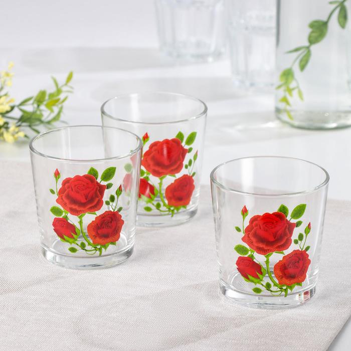 Набор стаканов «Алая роза», 250 мл, 3 шт - Фото 1