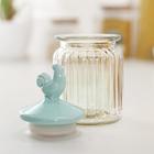 Банка для сыпучих продуктов с керамической крышкой «Петух», 300 мл, 7,5×14,5 см, цвет голубой - Фото 2
