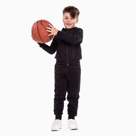 Спортивный костюм (толстовка, брюки) для мальчика, цвет чёрный, рост 116 см