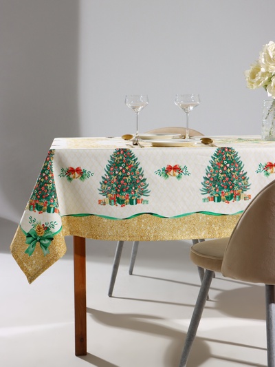 Скатерть новогодняя Этель "Golden Christmas" Скатерть новогодняя 150*220 +/-3см с ГМВО, 100%хл, 190г/м2
